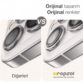 iPhone 15 Pro Kamera Lens Koruyucu Beyaz Titanyum Kolay Uygulama Aparatlı - 1