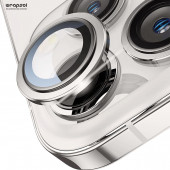 iPhone 15 Pro Kamera Lens Koruyucu Beyaz Titanyum Kolay Uygulama Aparatlı - 4