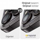iPhone 15 Pro Max Kamera Lens Koruyucu Siyah Titanyum Kolay Uygulama Aparatlı - 1
