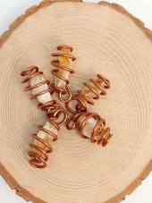 Sitrin Taşı Ham Parça Bakır Spiral Otantik Kolye Ucu - 3