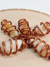 Sitrin Taşı Ham Parça Bakır Spiral Otantik Kolye Ucu - 5