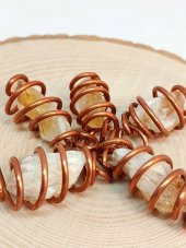 Sitrin Taşı Ham Parça Bakır Spiral Otantik Kolye Ucu - 6