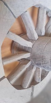 Hobi ADN 90253 dekoratif At ve Öküz Arabası Tekeri Bahçe Aksesuarı Ahşap El yapım - 2