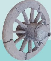 Hobi ADN 90253 dekoratif At ve Öküz Arabası Tekeri Bahçe Aksesuarı Ahşap El yapım - 3