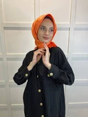 Hint İpek Dama Desenli Monogram Eşarp 00677  ORANGE - 1