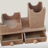 Hobi ADN 90254 Dekoratif Çift Çekmeceli Kalemlik Ahşap MDF HAM CNC Kesim El Yapım - 2