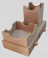 Hobi ADN 90254 Dekoratif Çift Çekmeceli Kalemlik Ahşap MDF HAM CNC Kesim El Yapım - 4