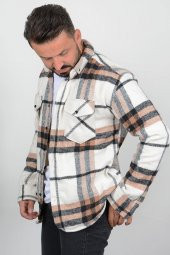 Erkek Cepli Slim Fit Kalın Oduncu Gömlek Kahverengi Edw006 - 3