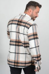 Erkek Cepli Slim Fit Kalın Oduncu Gömlek Kahverengi Edw006 - 4