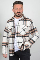 Erkek Cepli Slim Fit Kalın Oduncu Gömlek Kahverengi Edw006 - 1