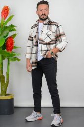 Erkek Cepli Slim Fit Kalın Oduncu Gömlek Kahverengi Edw006 - 2