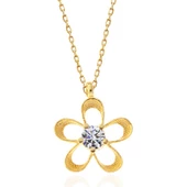 ​Gümüş Gold Zirkon Taşlı Çiçek Kadın Kolye SL5409 thumbnail 3