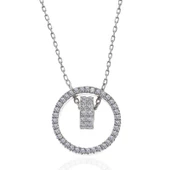 Gümüş İç İçe Geçmiş Halka Kadın Kolye SL5408 thumbnail 3