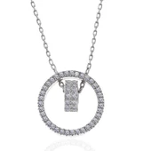 Gümüş İç İçe Geçmiş Halka Kadın Kolye SL5408 thumbnail 4