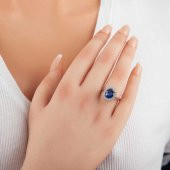 Gümüş Mavi Taşlı Oval Kadın Yüzük SL5371 thumbnail 2