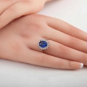 Gümüş Mavi Taşlı Oval Kadın Yüzük SL5371 thumbnail 3