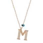 Gümüş Nazar Rose M Harfi Kadın Kolye SL4985 thumbnail 1