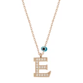 Gümüş Nazar Rose E Harfi Kadın Kolye SL4978 thumbnail 1