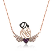 Gümüş Rose Kalpli Anne Ve Çocuk Kolye SL2027 thumbnail 1