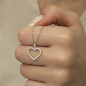 Gümüş Kalp Bayan Kolye  SL4319 thumbnail 6