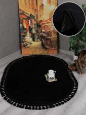 My Evilla Modern Dekoratif Oval Örgü Saçaklı Simirna Peluş Halı Yolluk - 7