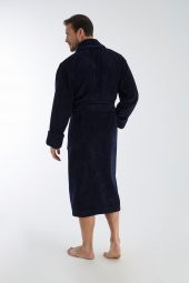 Yaka Fitilli Bambu Cotton Erkek Bornozu - 5