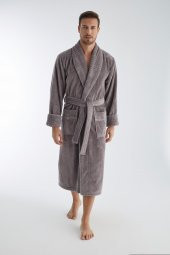 Yaka Fitilli Bambu Cotton Erkek Bornozu - 6