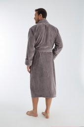 Yaka Fitilli Bambu Cotton Erkek Bornozu - 8