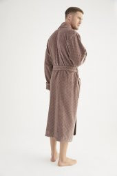 Jakarlı %100 Cotton Erkek Bornozu - 5