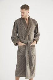Jakarlı %100 Cotton Erkek Bornozu - 12