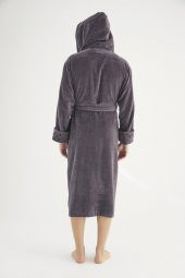 Yaka Jakarlı %100 Cotton Erkek Bornozu - 11