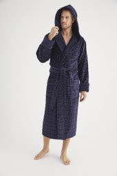 Jakarlı %100 Cotton Erkek Bornozu - 1