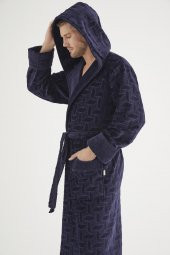Jakarlı %100 Cotton Erkek Bornozu - 2