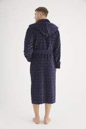 Jakarlı %100 Cotton Erkek Bornozu - 5