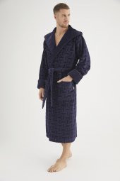 Jakarlı %100 Cotton Erkek Bornozu - 6