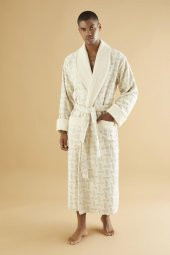 Jakarlı Organik %100 Cotton Erkek Bornozu - 1