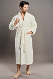 Yaka Fitilli %100 Organik Cotton  Cotton Erkek Bornozu - 2