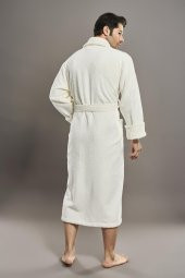 Yaka Fitilli %100 Organik Cotton  Cotton Erkek Bornozu - 4