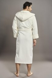 Yaka Fitilli %100 Organik Cotton  Cotton Erkek Bornozu - 7