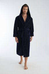 Yaka Fitilli Bambu Cotton Erkek Bornozu - 1