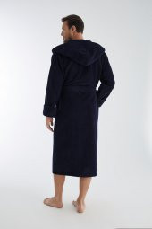Yaka Fitilli Bambu Cotton Erkek Bornozu - 6