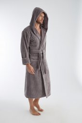 Yaka Fitilli Bambu Cotton Erkek Bornozu - 8