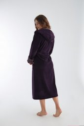 Uzun Kapüşonlu Triga Bambu Cotton Bayan Bornoz thumbnail 5