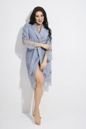 Dantelli Kısa Şalyaka Bukle Bambu Cotton Bayan Bornoz thumbnail 7