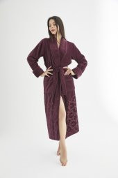 Şalyaka Jakarlı %100 Cotton Bayan Bornozu thumbnail 1