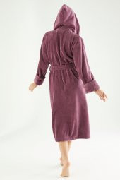 Uzun Kapüşonlu Triga Bambu Cotton Bayan Bornoz thumbnail 5