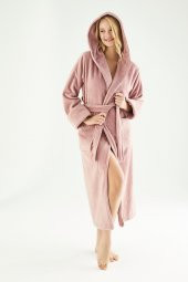 Uzun Kapüşonlu Triga Bambu Cotton Bayan Bornoz thumbnail 11