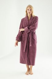 Uzun Şalyaka Triga Bambu Cotton Bayan Bornoz - 2