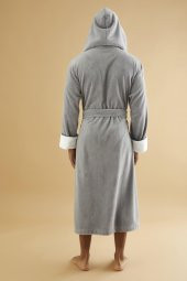 NATİONAL 77 Nakış Triga Bukle  Bambu Cotton Erkek Bornoz - 3