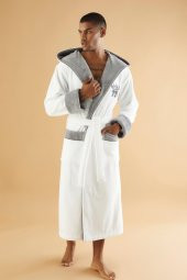 NATİONAL 77 Nakış Triga Bukle  Bambu Cotton Erkek Bornoz - 10